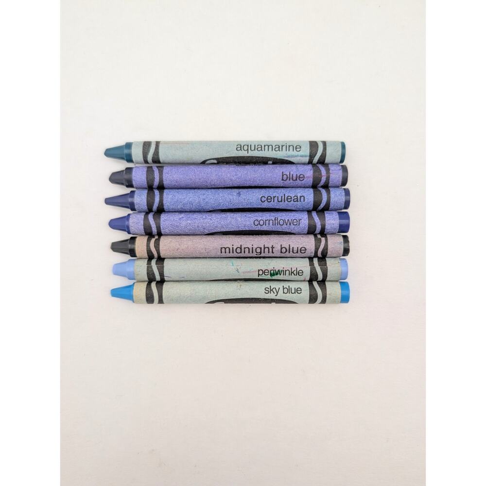 Lot of Crayola Crayons Discontinued Binney Smith Blue Shades New and Used Vtg